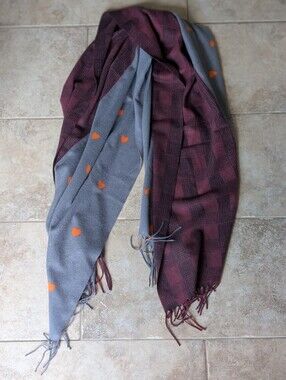Large Blanket Scarf Dual Pattern, Fringed Edges